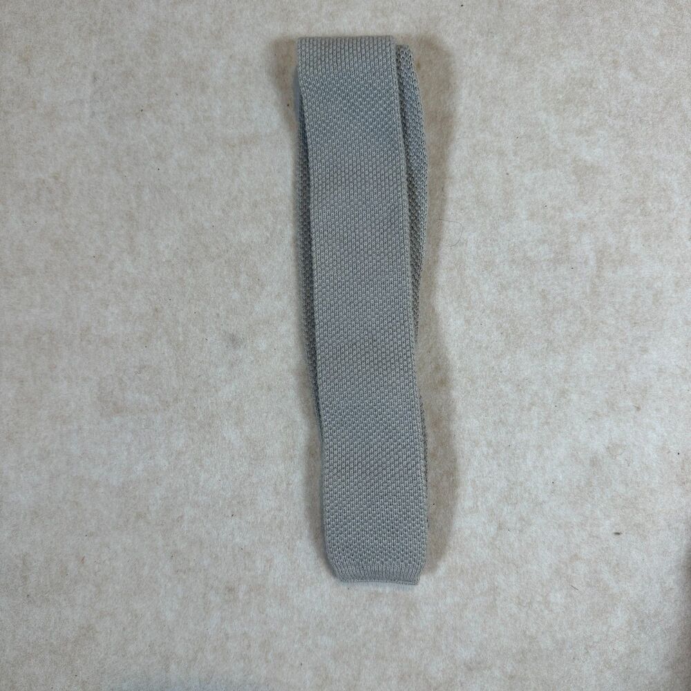 Vintage Arnie Arnold Palmer Gray Cotton Knit Skinny Tie Square End Made in USA